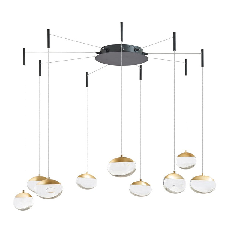 Abra Lighting Athena 9 Light Octopus Pendant/Teardrop, BK/BS
