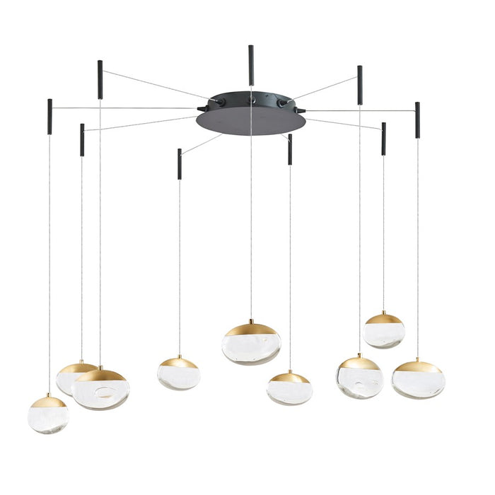 Abra Lighting Athena 9 Light Octopus Pendant/Teardrop, BK/BS