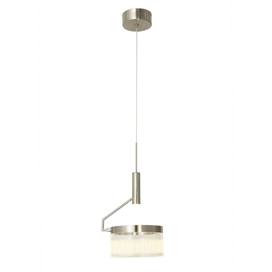 Abra Lighting Fleming 1 Light Off-set Lightwave Pendant, Nickel
