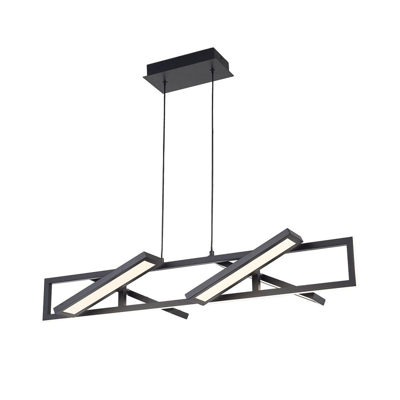 Abra Lighting Helix 4 Light Rectangular Pendant/4 Diffusers, BK