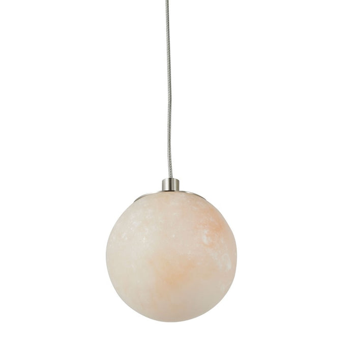 Abra Lighting Stone 1 Light Orb 4" Pendant, Nickel/Alabaster