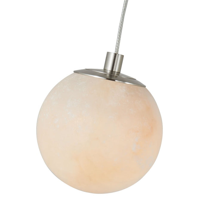 Abra Lighting Stone 1 Light Orb 4" Pendant, Nickel/Alabaster