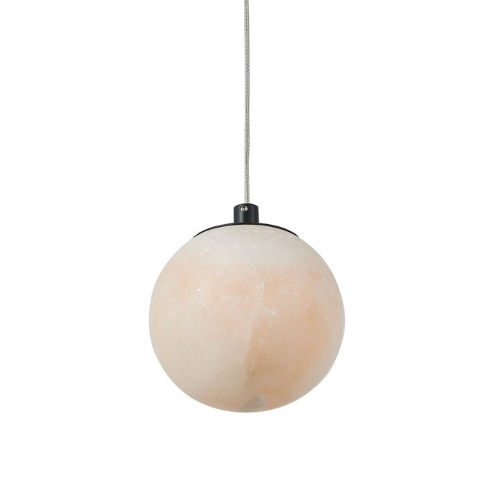 Abra Lighting Stone 1 Light Orb 4" Pendant, Black/Alabaster
