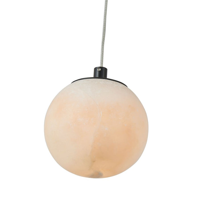 Abra Lighting Stone 1 Light Orb 4" Pendant, Black/Alabaster