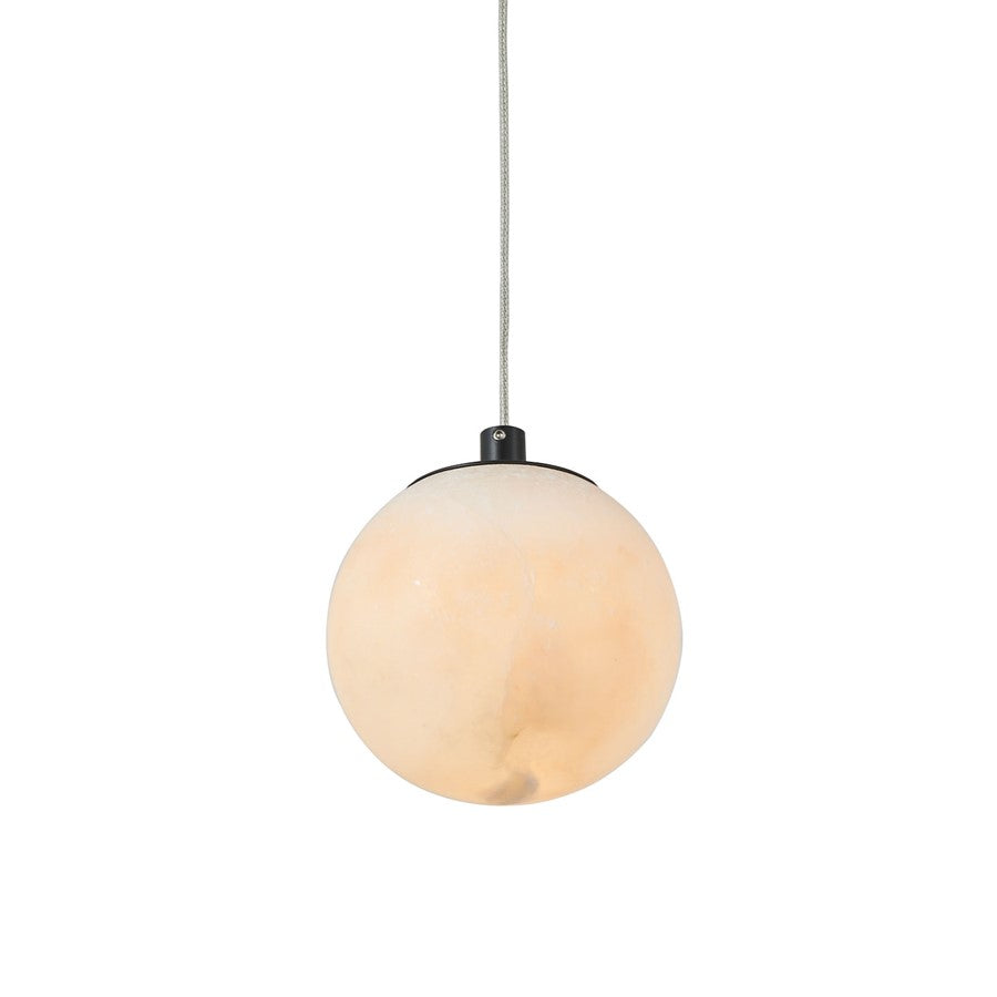 Abra Lighting Stone 1 Light Orb 4" Pendant, Black/Alabaster