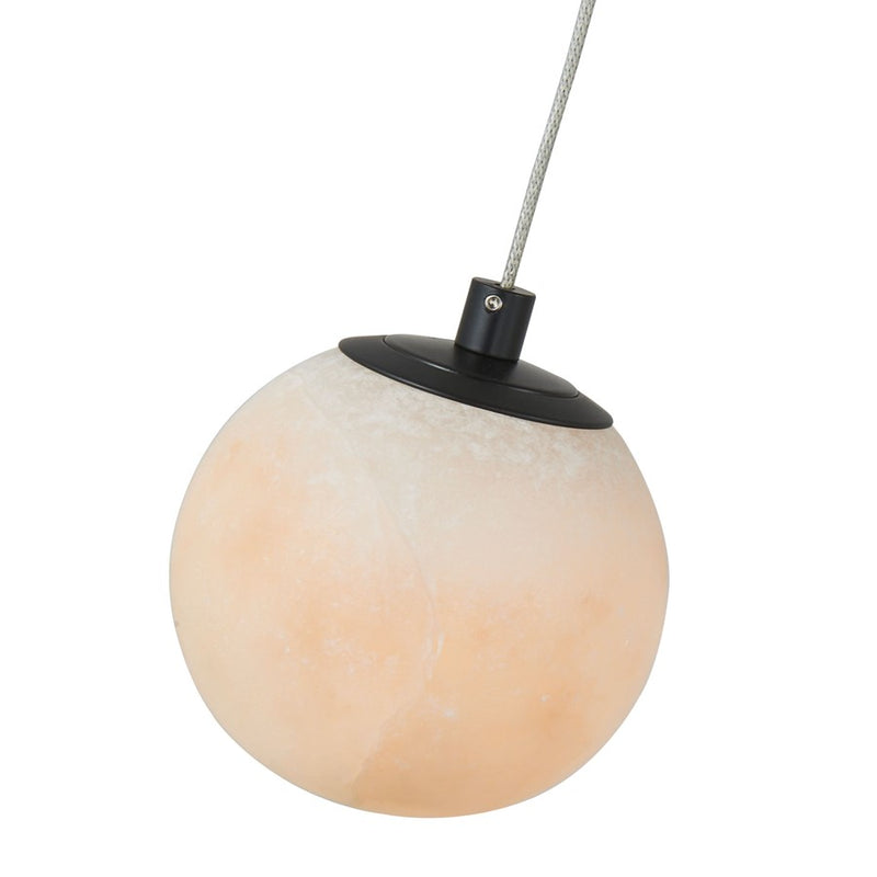 Abra Lighting Stone 1 Light Orb 4" Pendant, Black/Alabaster