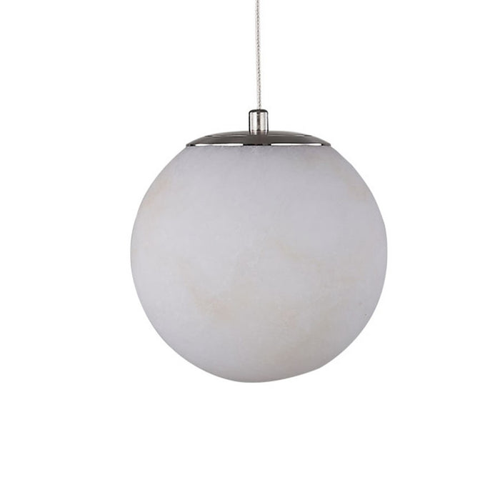 Abra Lighting Stone 1 Light Orb 6" Pendant, Nickel/Alabaster