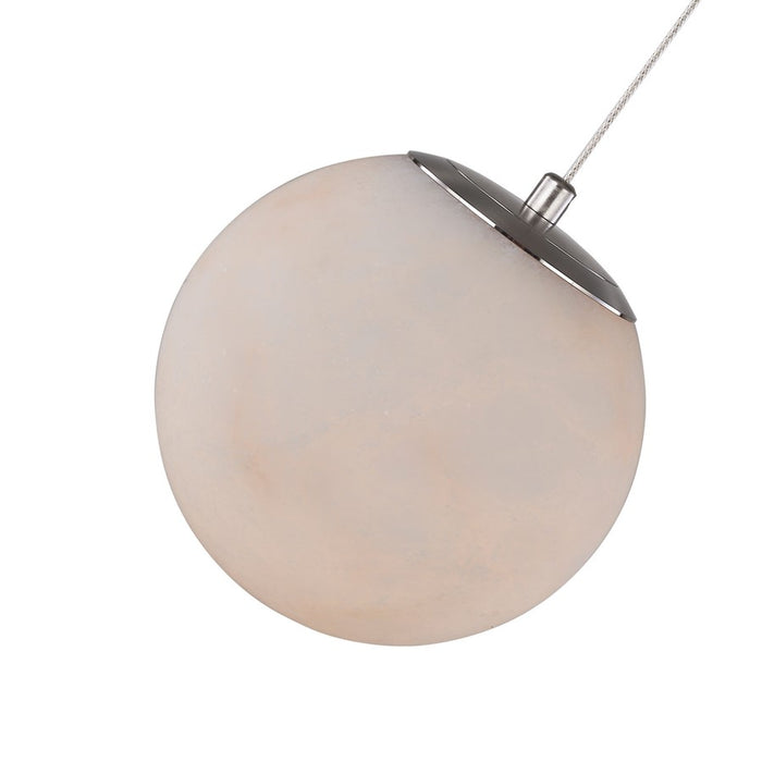 Abra Lighting Stone 1 Light Orb 6" Pendant, Nickel/Alabaster