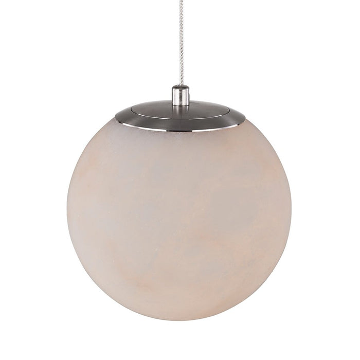 Abra Lighting Stone 1 Light Orb 6" Pendant, Nickel/Alabaster