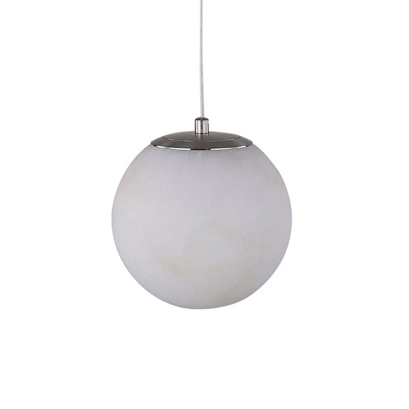 Abra Lighting Stone 1 Light Orb 6" Pendant, Nickel/Alabaster