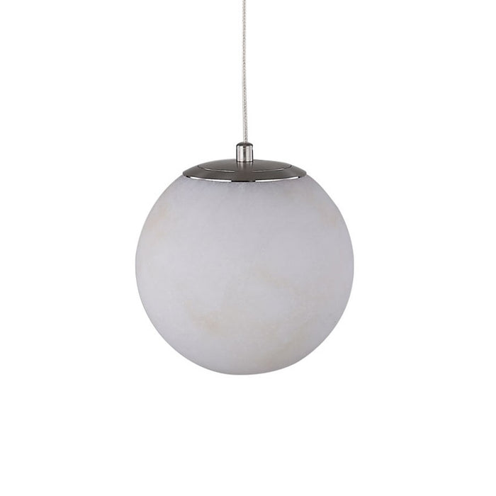 Abra Lighting Stone 1 Light Orb 6" Pendant, Nickel/Alabaster