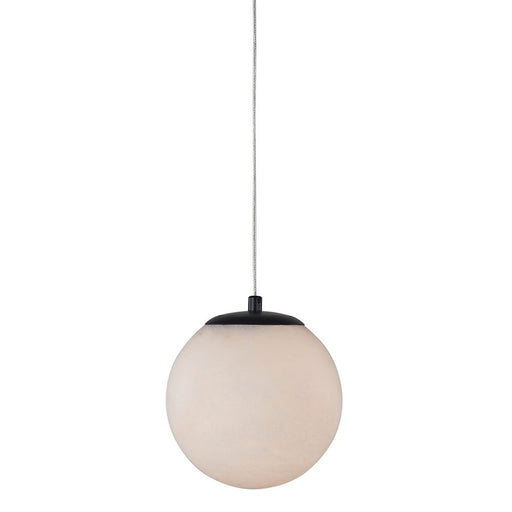 Abra Lighting Stone 1 Light Orb 6" Pendant, Black/Alabaster