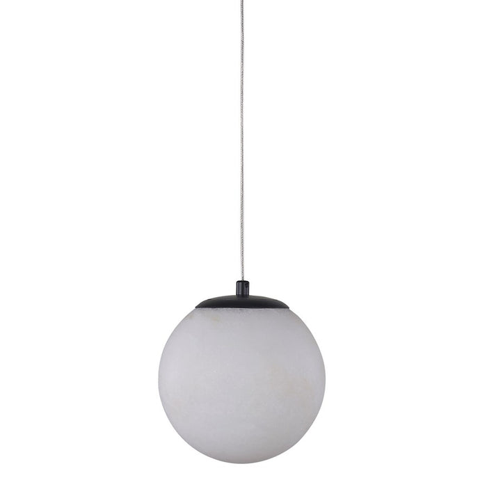 Abra Lighting Stone 1 Light Orb 6" Pendant, Black/Alabaster