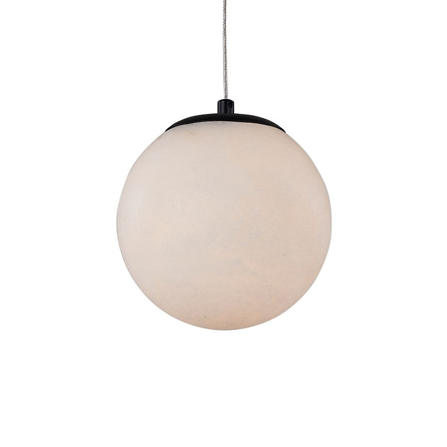 Abra Lighting Stone 1 Light Orb 6" Pendant, Black/Alabaster