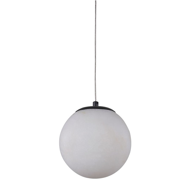 Abra Lighting Stone 1 Light Orb 6" Pendant, Black/Alabaster