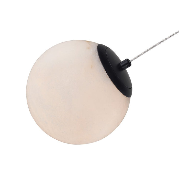 Abra Lighting Stone 1 Light Orb 6" Pendant, Black/Alabaster