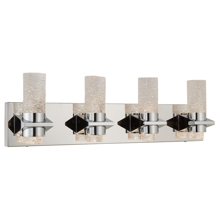 Abra Lighting Krypton 8 Light Solid Crystal Vanity, Chrome