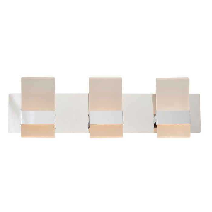 Abra Lighting Fang 6 Light 3 Light Curved Frosted Vanity, Chrome