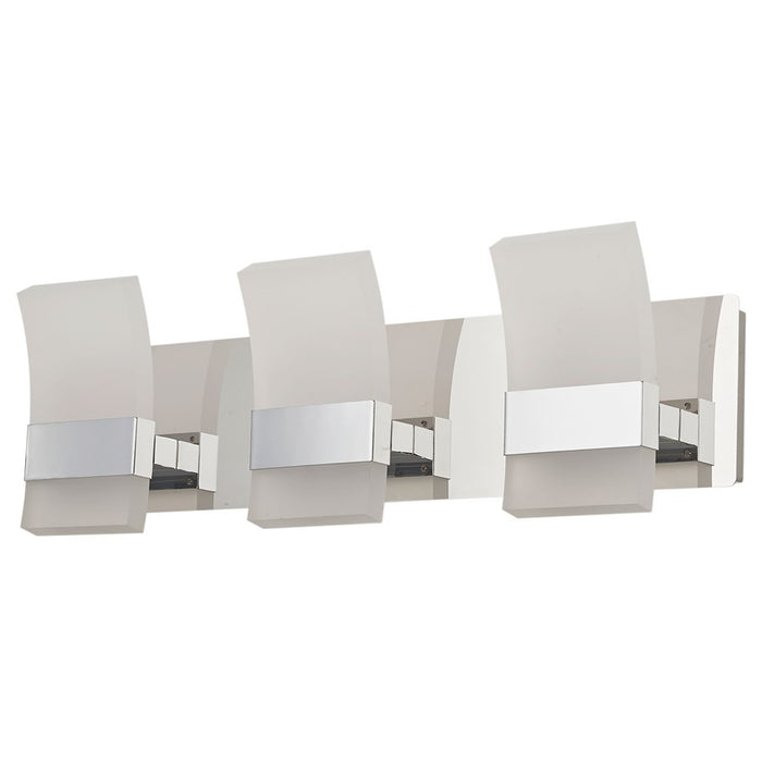 Abra Lighting Fang 6 Light 3 Light Curved Frosted Vanity, Chrome