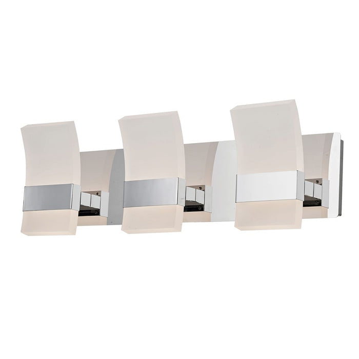 Abra Lighting Fang 6 Light 3 Light Curved Frosted Vanity, Chrome