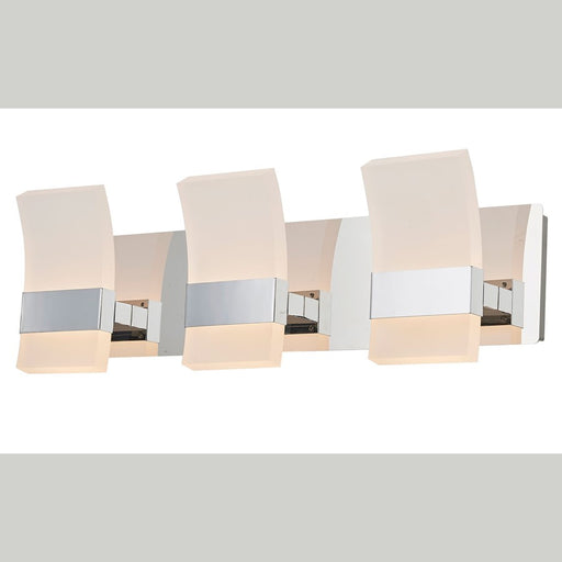 Abra Lighting Fang 6 Light 3 Light Curved Frosted Vanity, Chrome
