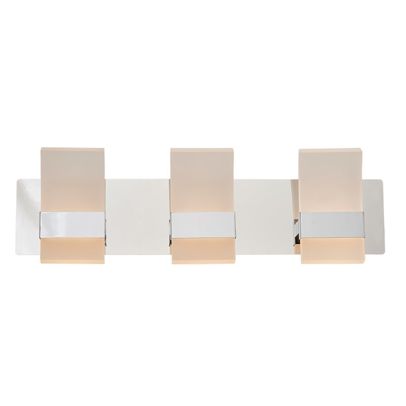 Abra Lighting Fang 6 Light 3 Light Curved Frosted Vanity, Chrome