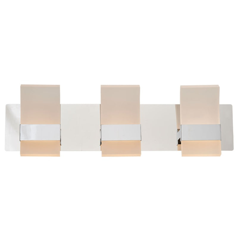 Abra Lighting Fang 6 Light 3 Light Curved Frosted Vanity, Chrome