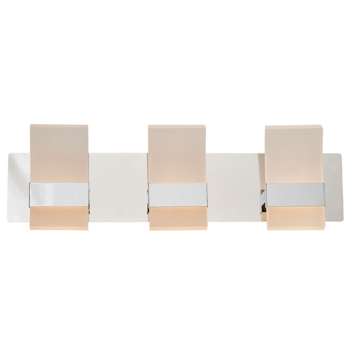 Abra Lighting Fang 6 Light 3 Light Curved Frosted Vanity, Chrome