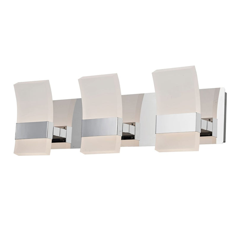 Abra Lighting Fang 6 Light 3 Light Curved Frosted Vanity, Chrome