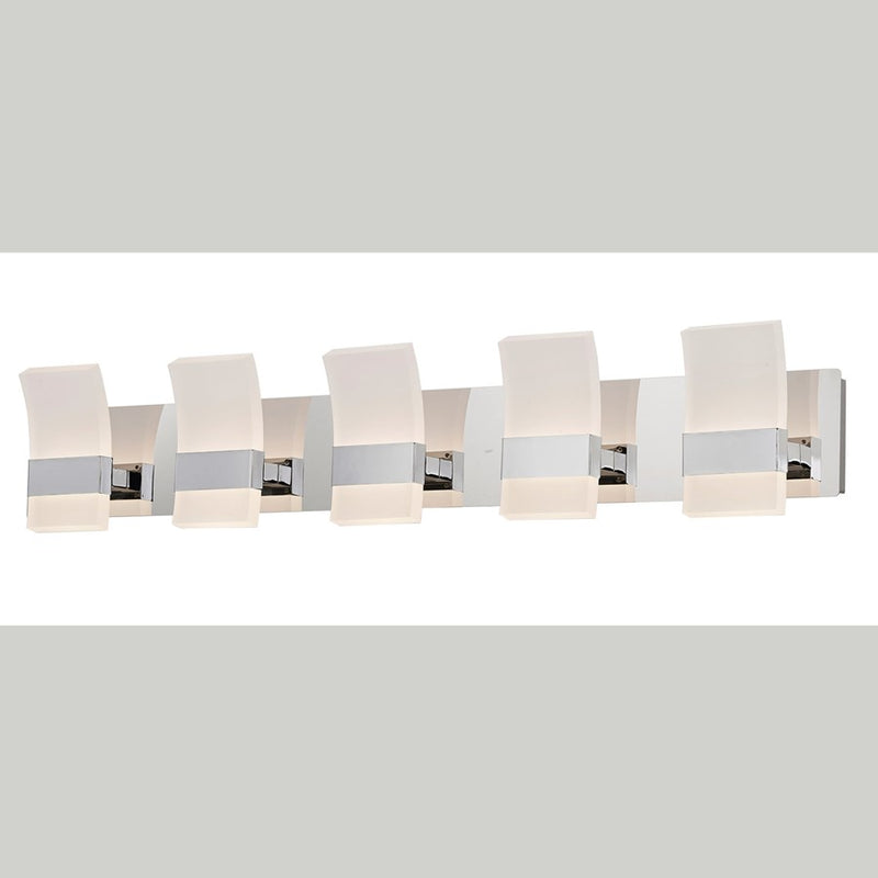 Abra Lighting Fang 14 Light Curved Frosted Vanity, Chrome