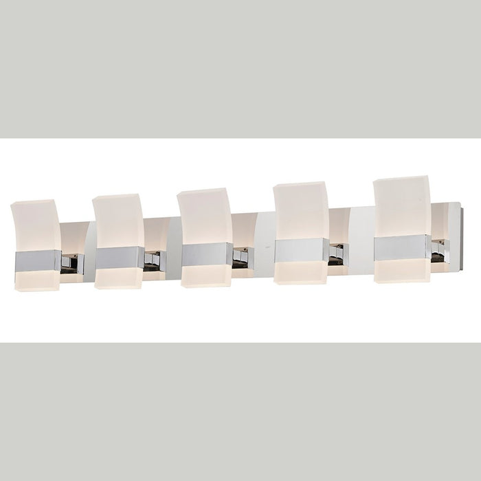 Abra Lighting Fang 14 Light Curved Frosted Vanity, Chrome