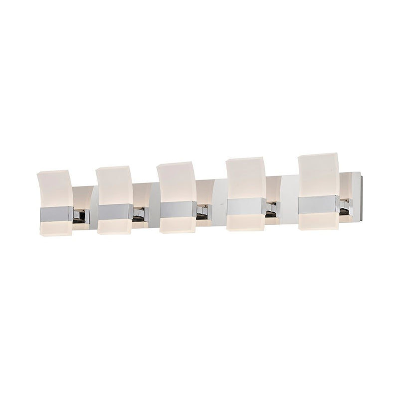 Abra Lighting Fang 14 Light Curved Frosted Vanity, Chrome