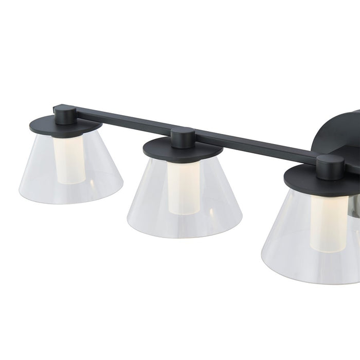 Abra Lighting Cone 3 Light Clear Cones/Opal Diffuser, Black