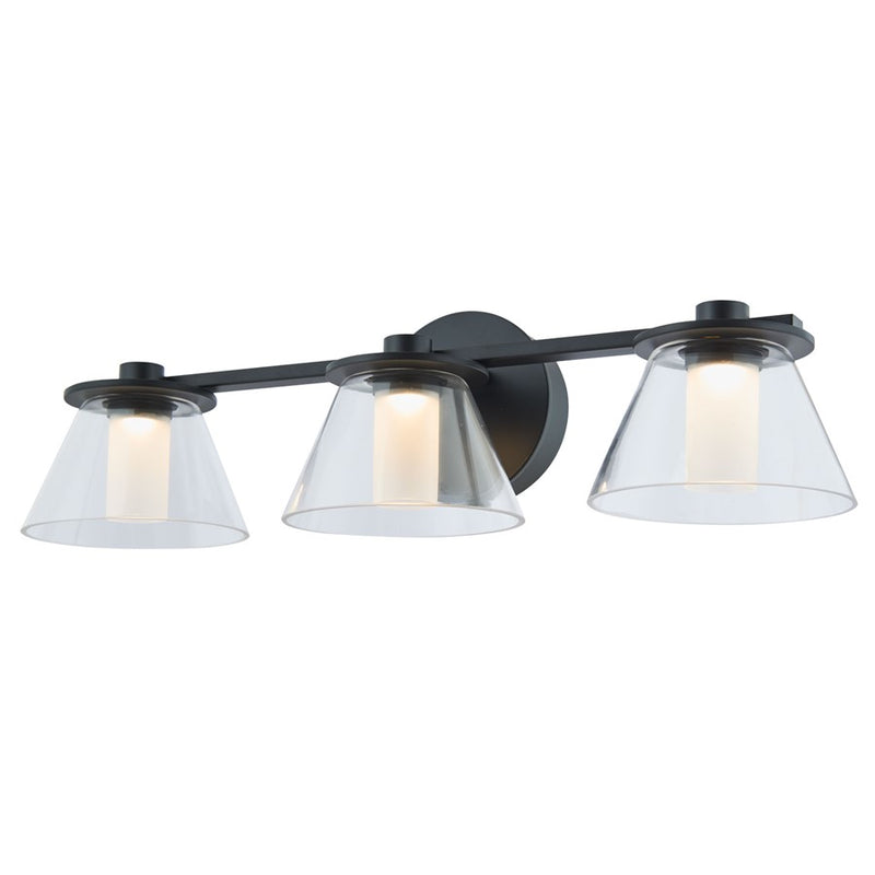 Abra Lighting Cone 3 Light Clear Cones/Opal Diffuser, Black