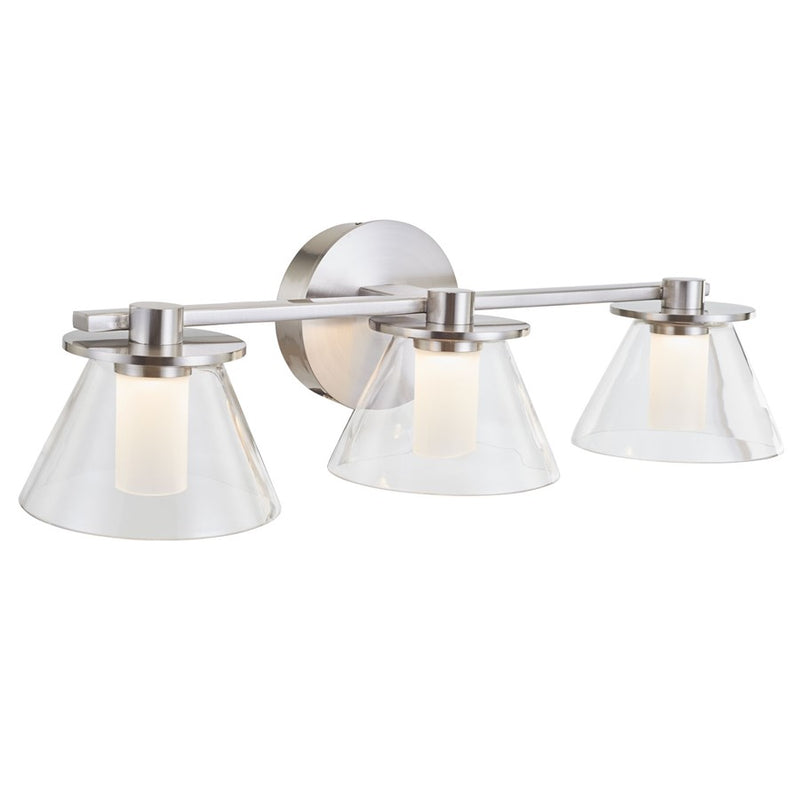 Abra Lighting Cone 3 Light Clear Cones/Opal Diffuser, Nickel