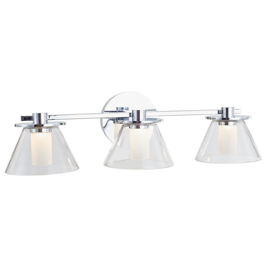 Abra Lighting Cone 3 Light Clear Cones/Opal Diffuser, Chrome