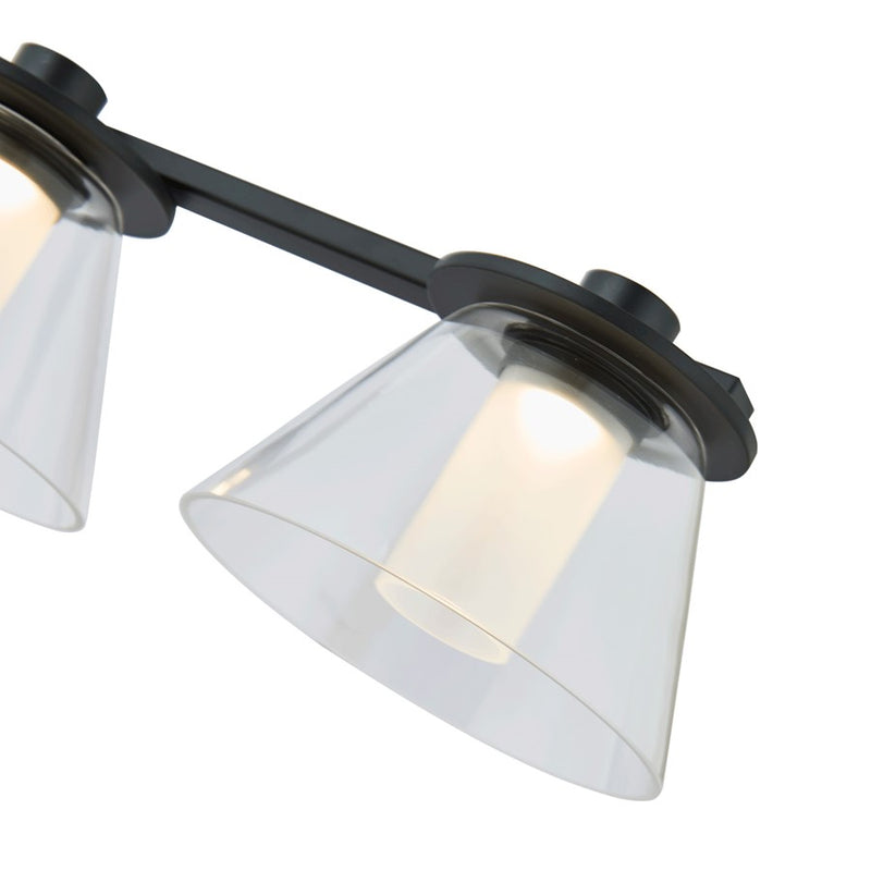 Abra Lighting Cone 5 Light Clear Cones/Opal Diffuser, Black
