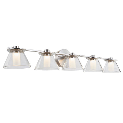 Abra Lighting Cone 5 Light Clear Cones/Opal Diffuser, Nickel