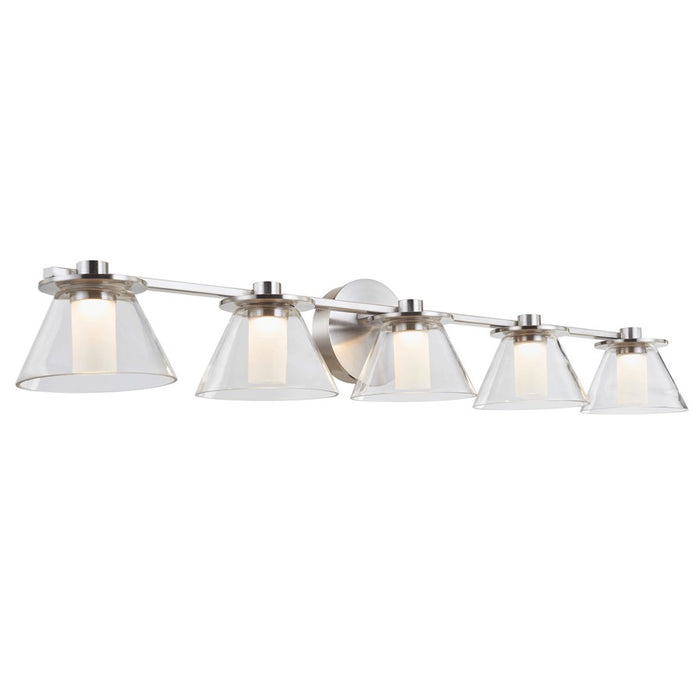 Abra Lighting Cone 5 Light Clear Cones/Opal Diffuser, Nickel