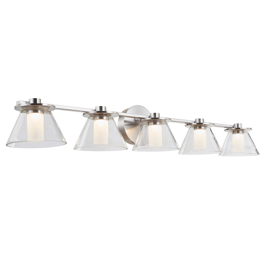 Abra Lighting Cone 5 Light Clear Cones/Opal Diffuser, Nickel