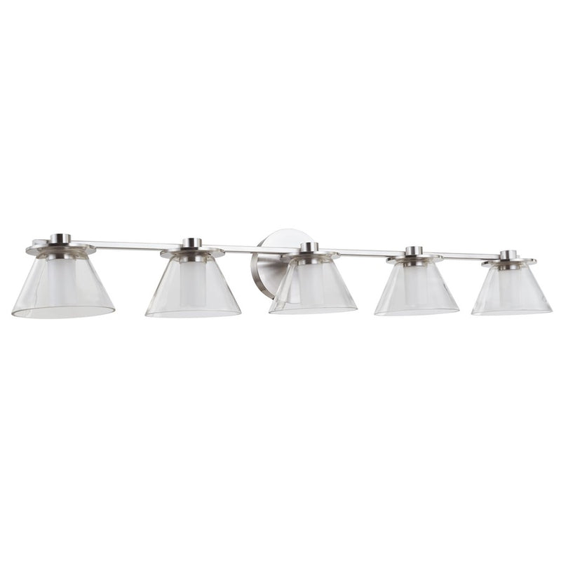 Abra Lighting Cone 5 Light Clear Cones/Opal Diffuser, Nickel