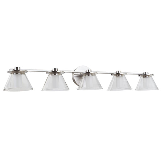 Abra Lighting Cone 5 Light Clear Cones/Opal Diffuser, Nickel