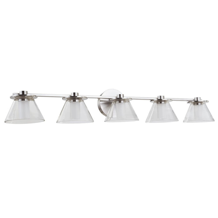 Abra Lighting Cone 5 Light Clear Cones/Opal Diffuser, Nickel