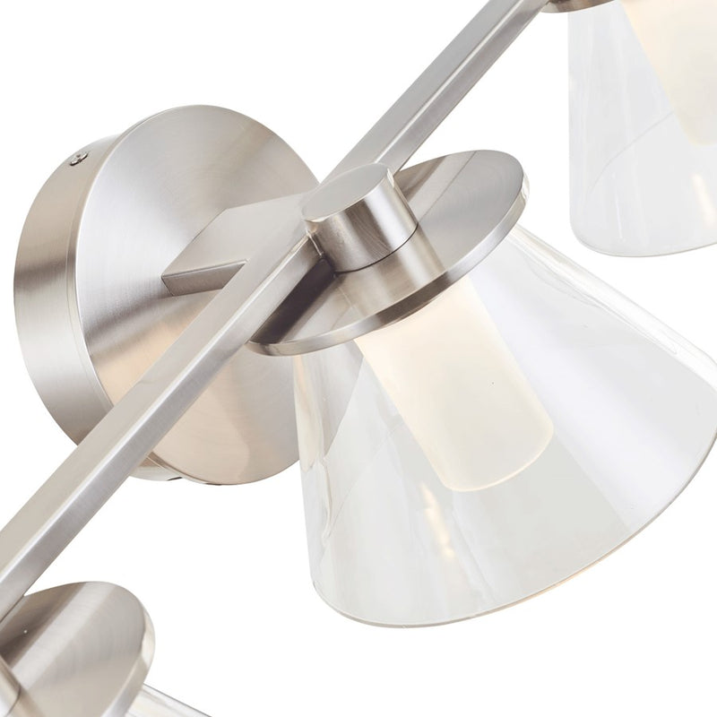 Abra Lighting Cone 5 Light Clear Cones/Opal Diffuser, Nickel