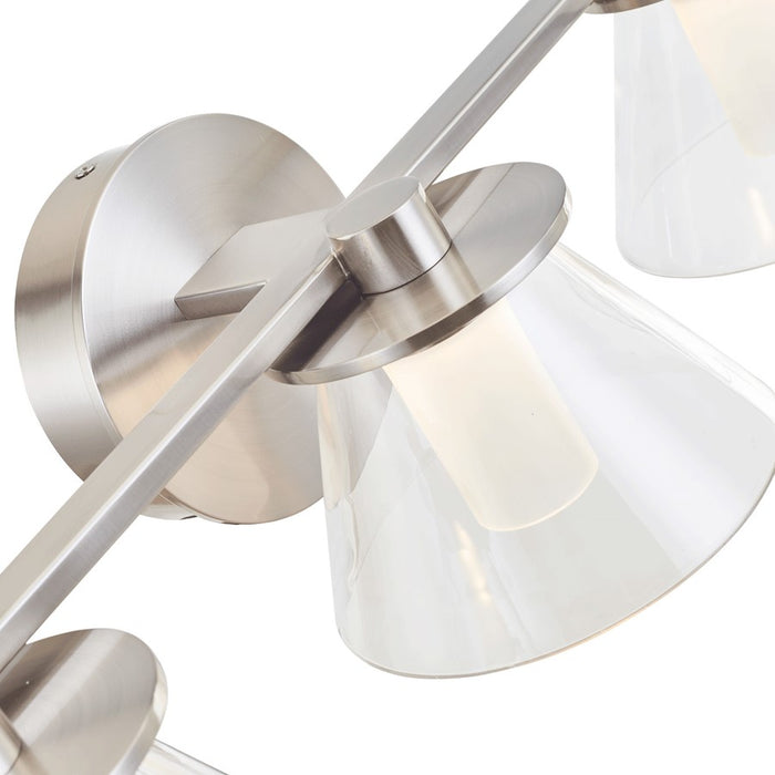 Abra Lighting Cone 5 Light Clear Cones/Opal Diffuser, Nickel