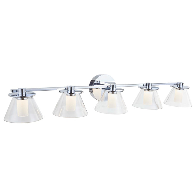 Abra Lighting Cone 5 Light Clear Cones/Opal Diffuser, Chrome