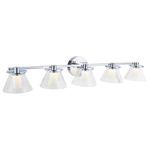 Abra Lighting Cone 5 Light Clear Cones/Opal Diffuser, Chrome
