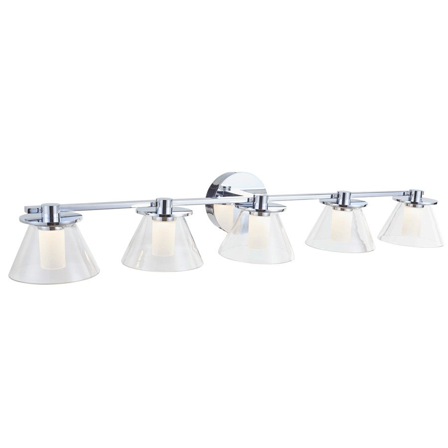 Abra Lighting Cone 5 Light Clear Cones/Opal Diffuser, Chrome