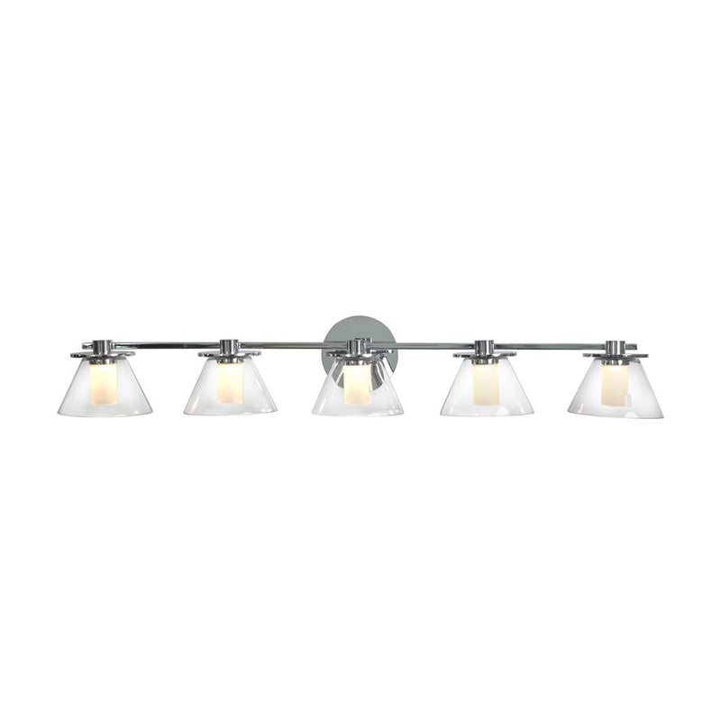 Abra Lighting Cone 5 Light Clear Cones/Opal Diffuser, Chrome