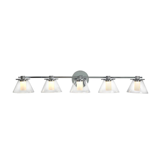 Abra Lighting Cone 5 Light Clear Cones/Opal Diffuser, Chrome